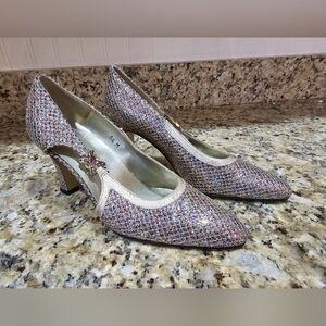 Margaret Jerrold Vintage Sparkly Heels Womens Size 5.5 Made In Spain